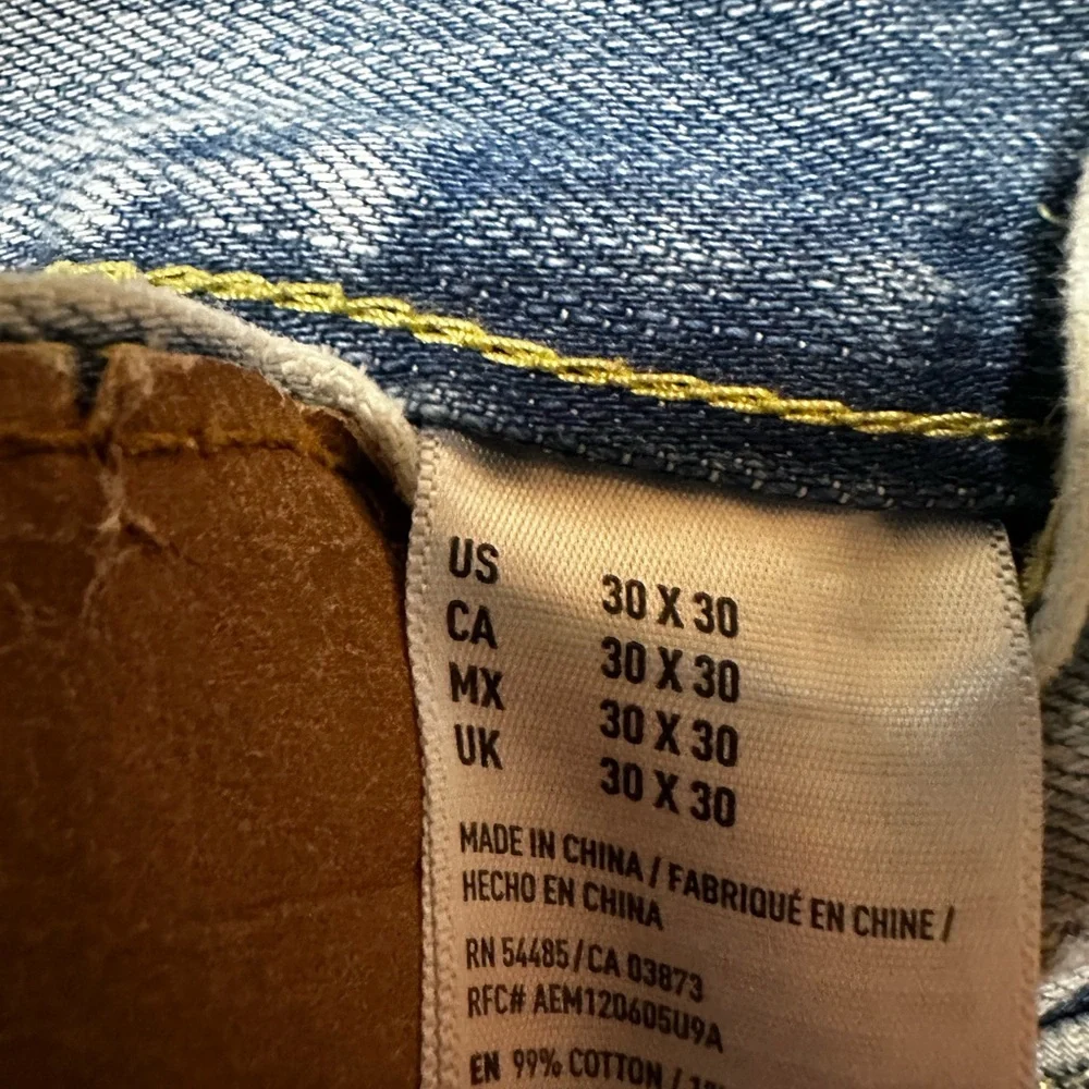 American Eagle Outfitters Ripped Light Blue Boyfriend Jeans - Picture 2 of 3